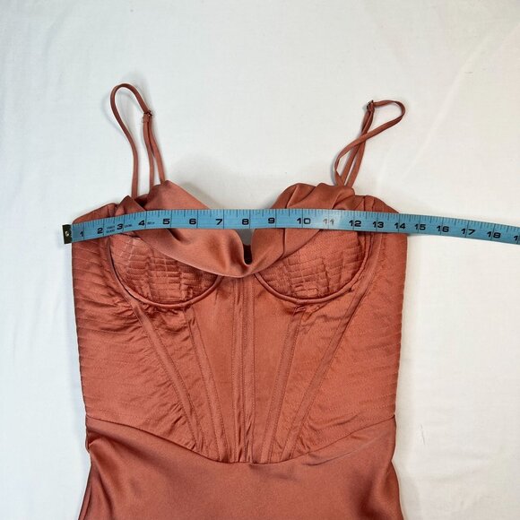 House of CB London Myrna Rose Satin Corset Slip Dress Fitted Cocktail Party Sm - Picture 8 of 14